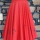 Full Circle Skirt, Red, Cotton, Handmade, size 10-12