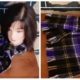 Scarf, Tartan, Acrylic, Purple/black, by 'Jendi'