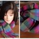 Scarf, square fussion, Multi-coloured, merino wool/cashmere by 'Lochmere'