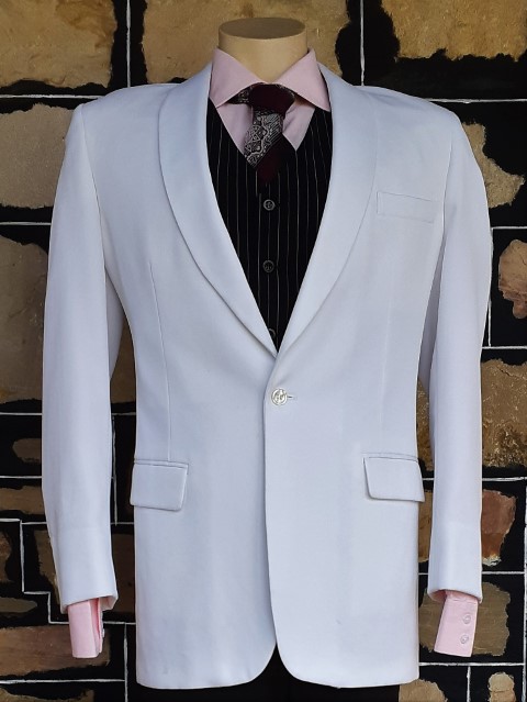 1960's, White Dinner Jacket, Polyester, by 'Raffinati, for the Robert Wagner Collection', USA, size L-XL