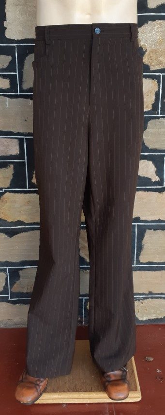 Pinstriped Boot Leg Pants, brown, polyester, by 'Maxx for Target' size 40