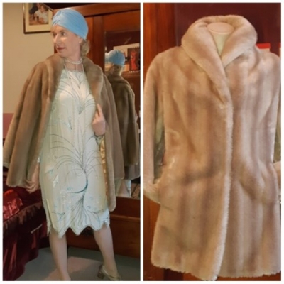 Vintage, Faux Fur, 3/4 Length Coat, Beige, By 'Los Angeles Tailor of Melbourne', size XL