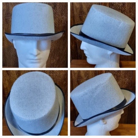 Top Hat, Grey, Paper Mache, by 'Sweidas', one size