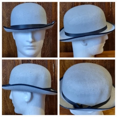 Bowler Hat, Grey, Paper Mache, by 'Sweidas', one size