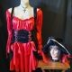 'Pirate Wench' Costume, with Tricorn Hat & Cross, Red/black, polyester, by 'Elevate', size L-XL