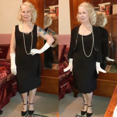 Cocktail Dress and Bolero Jacket, Black, polyester, by 'Queenspark', size 14