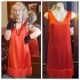 Flapper Dress, Satin Polyester, Tomato Red, Handmade, size M