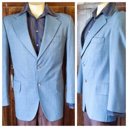 1970's, Blazer, blue fine check, Gaberdine, by 'Peter Shearer' size M