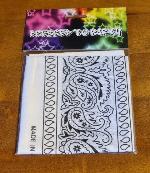 Bandana, White, cotton, by 'Carnival Products', new.