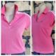 Retro Polo top by 'Adidas', pink, pique cotton, 'Climalite', size S
