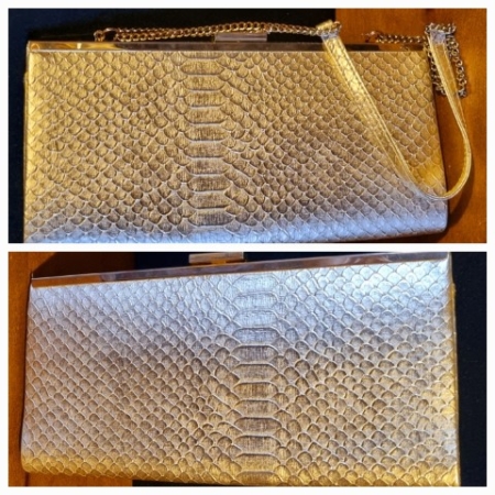 Clutch Bag, Gold, synthetic fabric, by 'ZU'