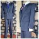 1980's, Double Breasted 2 piece Suit, Slate, Gaberdine, by 'Cennini of Fiji', size S-M
