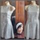1970's Disco Dress, Silver Sequined, Polyester, with Headband, size 10