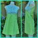 1960's, Princess Line Mini Dress, Green, Cotton, handmade size XS