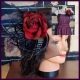 Feathers and Flower hair clip/ dress accessory, Maroon, synthetic.