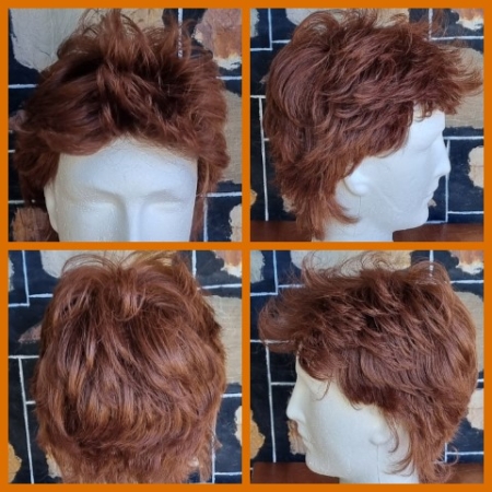 Wig, 'David Bowie', auburn, by 'Kane Kalon', modacrylic fibre.