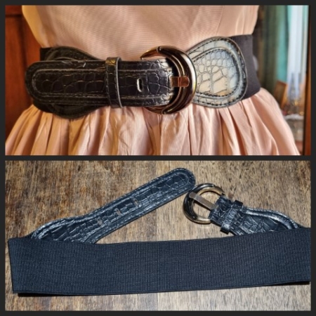 Belt, Black, stretchy, vinal/elastic, size S