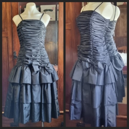 1980's Taffeta Party Dress, black, by 'PM, by Leon Haskin, Melbourne', size 10