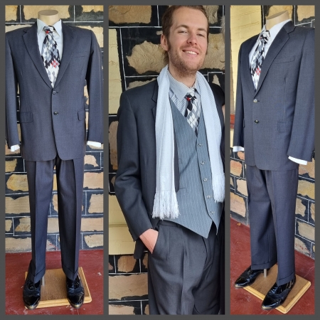 1940's Suit, Wool, Grey, by 'Daks England for Myer Stores', size M