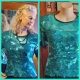 1980's Sequined Evening top, green, silk, by 'Diana Rego', USA, size 12