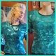 1980's Sequined Evening top, green, silk, by 'Diana Rego', USA, size 12