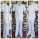 Safari Suit, Light Cream, Polyester, Vintage 1970's, Flared trousers, size L-XL