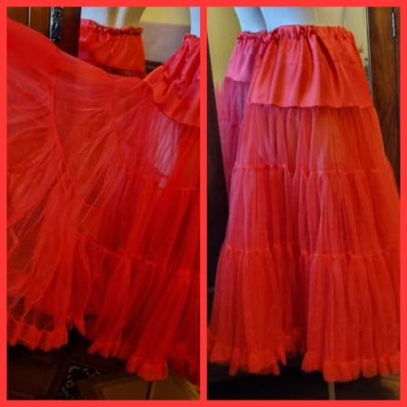 Petticoat, full circle, layered nylon, red, by 'Hell Bunny', size 3XL-5XL