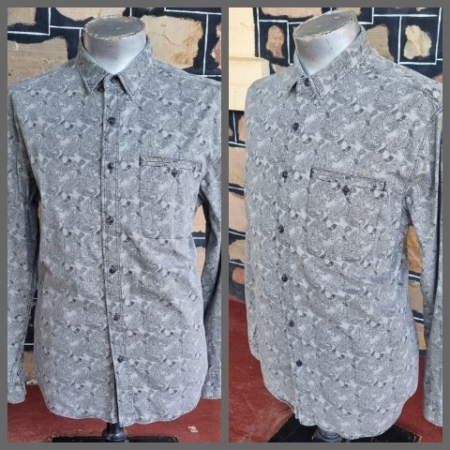 Paisley Print Shirt, Grey, Cotton, by 'Rivers', size L