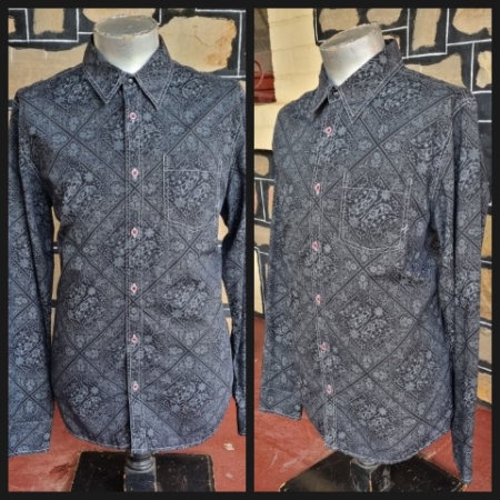 Retro Paisley Print Shirt, Black, cotton, by 'Hurley', size L