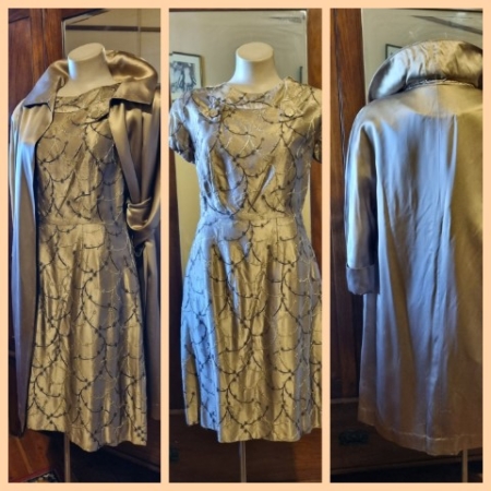 1950's Ensemble, Dress and Swing Coat, Coffee, Rayon, by 'Zanko Melbourne', size 12-14