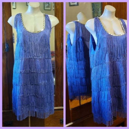 1920's Inspired Flapper Dress, Purple, polyester, by 'Elevate', size 18