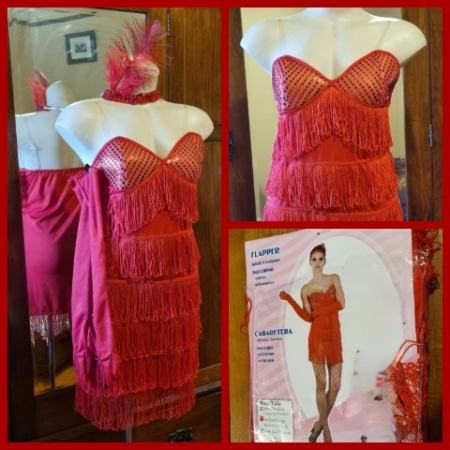 Flapper Girl Costume, includes dress, headband & gloves, by 'Sweidas', size XS