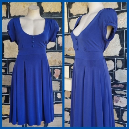 1980's, Jersey Swing dress, royal blue, size 12