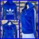 Vintage Adidas, Velour Hoody, electric blue, size S