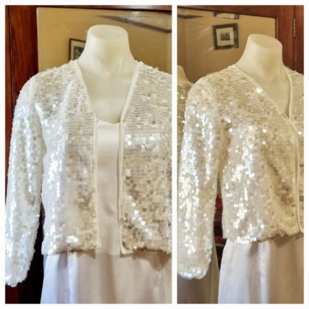 1980's Inspired Bolero jacket, white, sequined, by 'H & M', size small