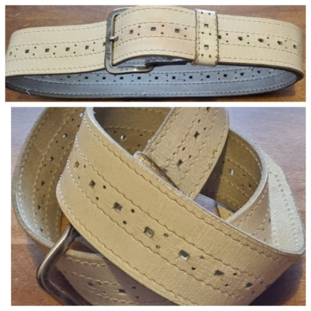 Vintage Leather belt, white, size S-M
