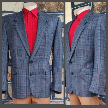 1970's Wool Checked Blazer, Grey, by 'Perrone', size XL